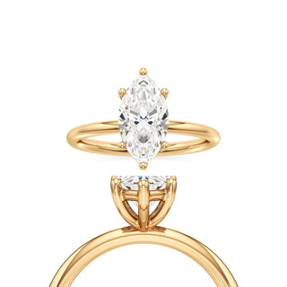 Classic Plain Basket Marquise Engagement Ring