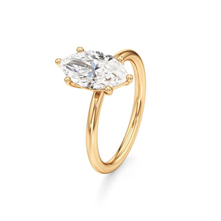 Classic Plain Basket Pear Engagement Ring