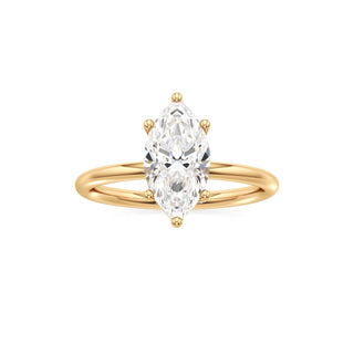 Classic Plain Basket Pear Engagement Ring