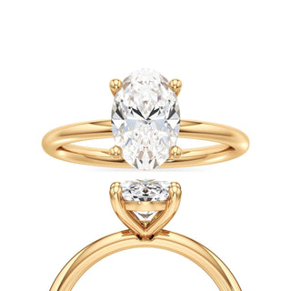 Classic Plain Basket Oval Engagement Ring