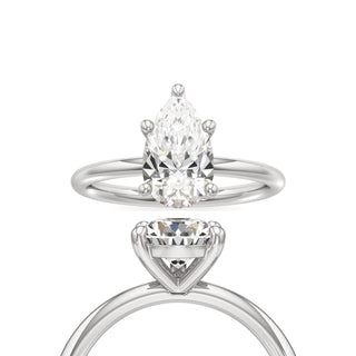 Classic Plain Basket Pear Engagement Ring