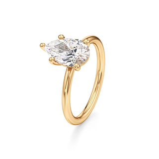 Classic Plain Basket Pear Engagement Ring