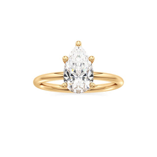 Classic Plain Basket Pear Engagement Ring