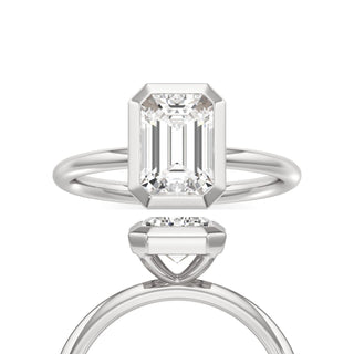 Classic Plain Bezel Emerald Engagement Ring