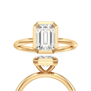 Classic Plain Bezel Emerald Engagement Ring