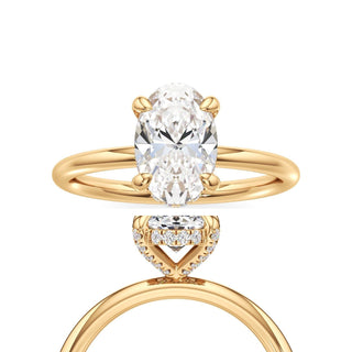 Classic Plain Diamond Basket Pear Engagement Ring