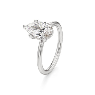 Classic Plain Diamond Basket Pear Engagement Ring