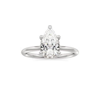 Classic Plain Diamond Basket Pear Engagement Ring
