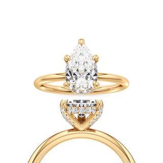 Classic Plain Diamond Basket Pear Engagement Ring