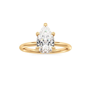 Classic Plain Diamond Basket Pear Engagement Ring