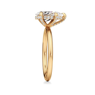 Classic Plain Diamond Basket Pear Engagement Ring