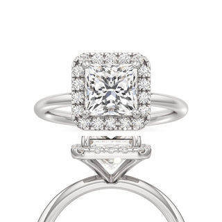 Classic Plain Halo Princess Engagement Ring