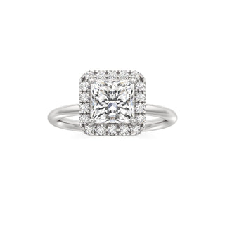 Classic Plain Halo Princess Engagement Ring