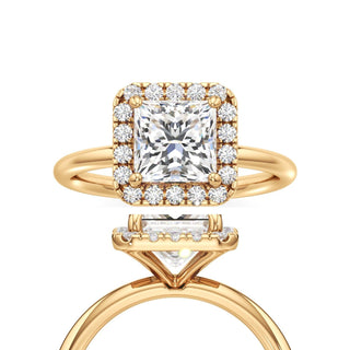 Classic Plain Halo Princess Engagement Ring