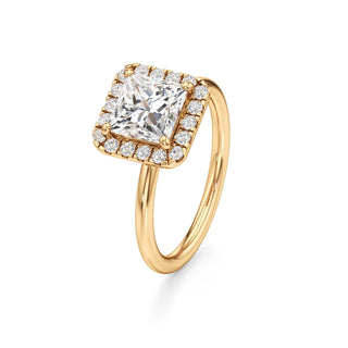 Classic Plain Halo Princess Engagement Ring