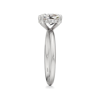 Classic Plain Hidden Halo Pear Engagement Ring