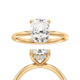 Classic Plain Hidden Halo Round Engagement Ring