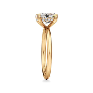 Classic Plain Hidden Halo Pear Engagement Ring