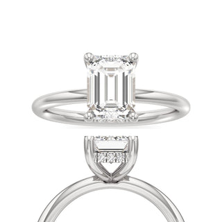 Classic Plain Hidden Halo Round Engagement Ring