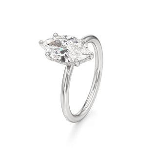 Classic Plain Hidden Halo Pear Engagement Ring