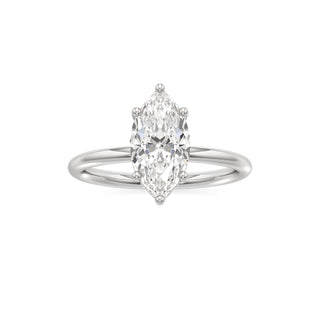 Classic Plain Hidden Halo Pear Engagement Ring