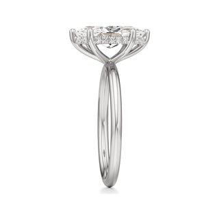 Classic Plain Hidden Halo Pear Engagement Ring