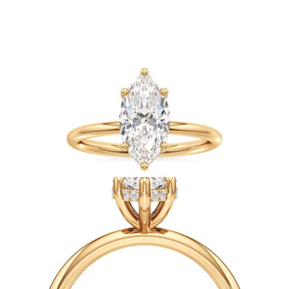 Classic Plain Hidden Halo Round Engagement Ring