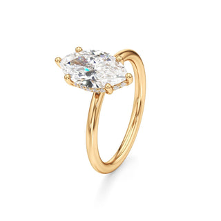 Classic Plain Hidden Halo Pear Engagement Ring