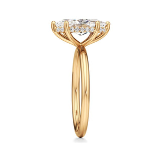 Classic Plain Hidden Halo Pear Engagement Ring