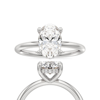 Classic Plain Hidden Halo Round Engagement Ring