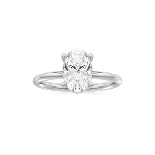 Classic Plain Hidden Halo Pear Engagement Ring
