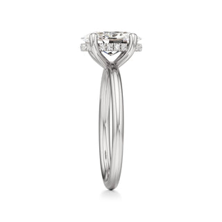 Classic Plain Hidden Halo Pear Engagement Ring