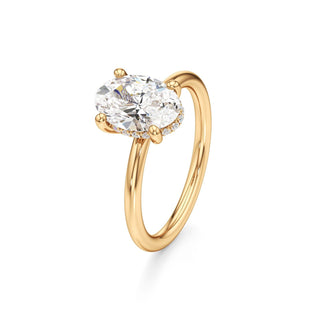 Classic Plain Hidden Halo Pear Engagement Ring