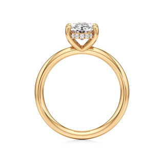 Classic Plain Hidden Halo Pear Engagement Ring