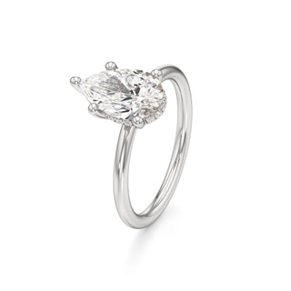 Classic Plain Hidden Halo Pear Engagement Ring