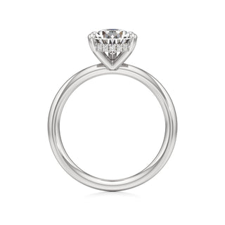Classic Plain Hidden Halo Pear Engagement Ring