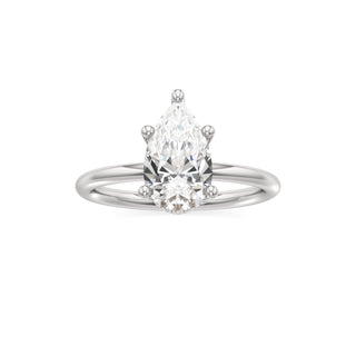 Classic Plain Hidden Halo Pear Engagement Ring
