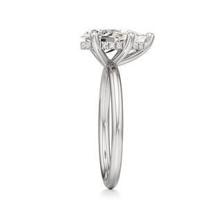 Classic Plain Hidden Halo Pear Engagement Ring
