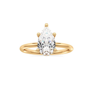 Classic Plain Hidden Halo Pear Engagement Ring