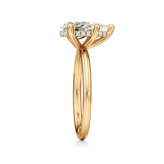 Classic Plain Hidden Halo Pear Engagement Ring