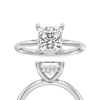 Classic Plain Hidden Halo Round Engagement Ring