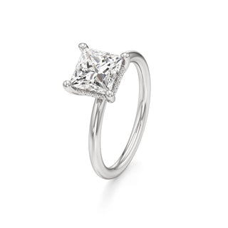 Classic Plain Hidden Halo Pear Engagement Ring