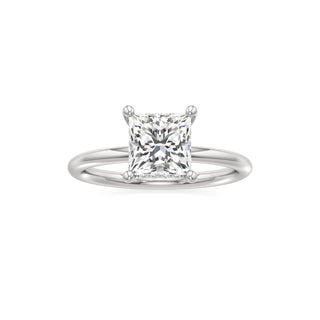 Classic Plain Hidden Halo Pear Engagement Ring