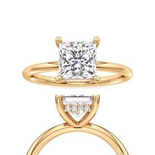 Classic Plain Hidden Halo Round Engagement Ring