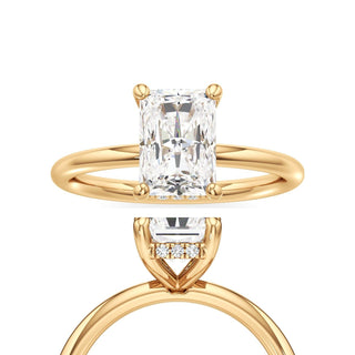Classic Plain Hidden Halo Round Engagement Ring