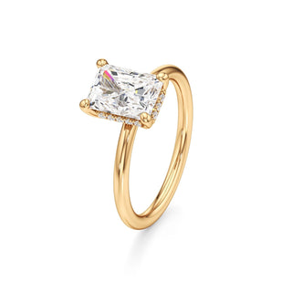Classic Plain Hidden Halo Pear Engagement Ring