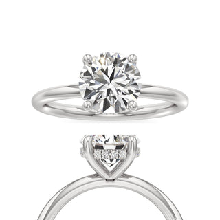 Classic Plain Hidden Halo Round Engagement Ring