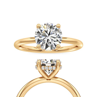 Classic Plain Hidden Halo Round Engagement Ring