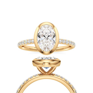 Classic Prong Set Bezel Oval Engagement Ring
