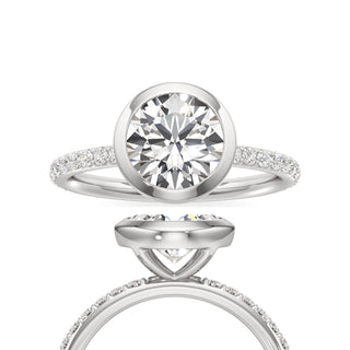 Classic Prong Set Bezel Elongated Cushion Engagement Ring